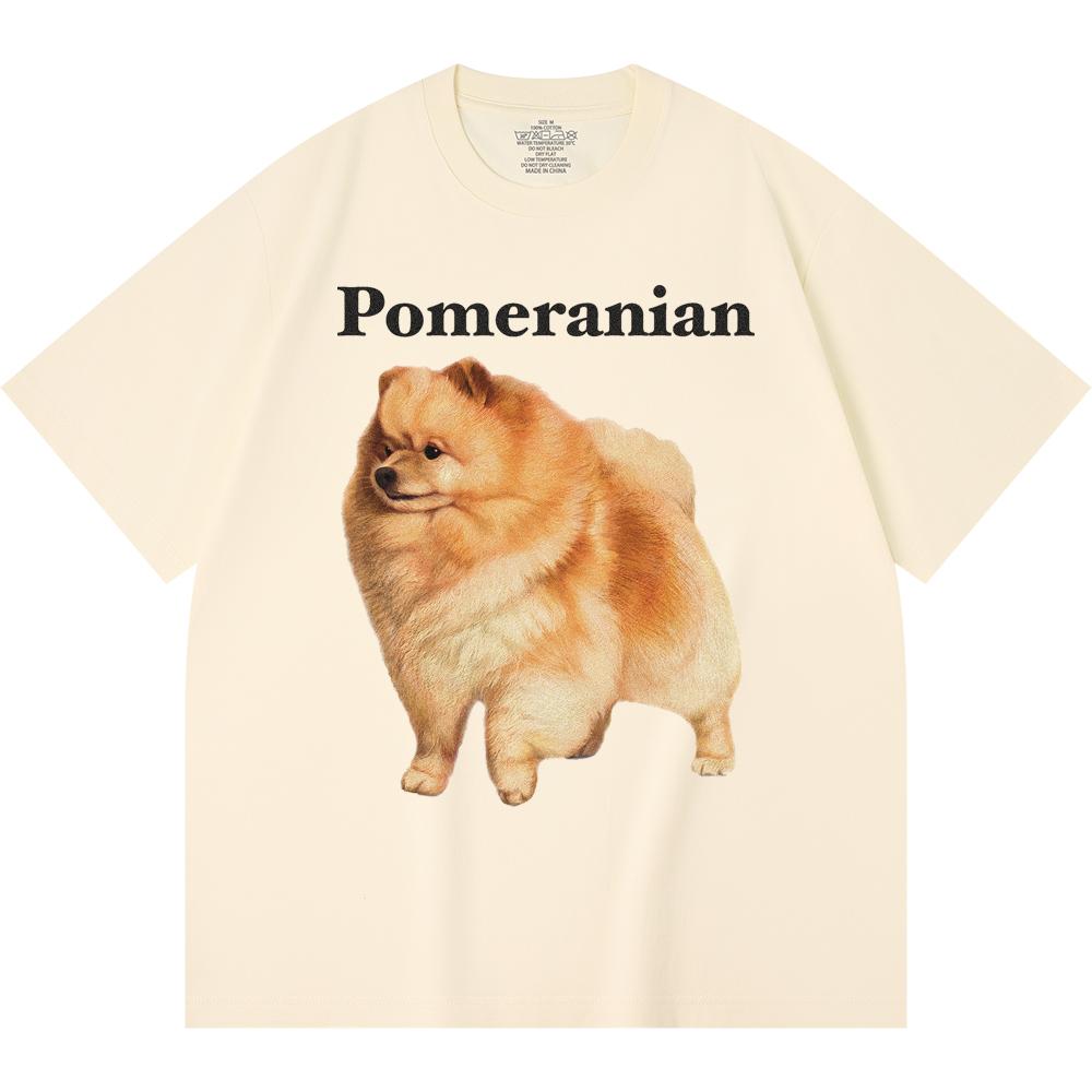 230GSM 100% bavlněné tričko s potiskem pomeraniana, vtipná trička ve stylu Harajuku, tričko z česané bavlny