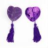 Guillotine Heart Sequin Nipple Pasties with Tassels - Adult Erotic Accessory