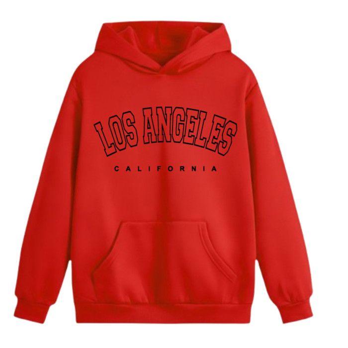 Sweat à capuche - NPZ - Los Angeles - Rouge - Mixte - Confortable et Tendance