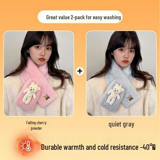 Little Bear Plush Scarf: Warm, Cute Snood for Girls - Winter Neck Warmer & Versatile Cartoon Doll Accessory