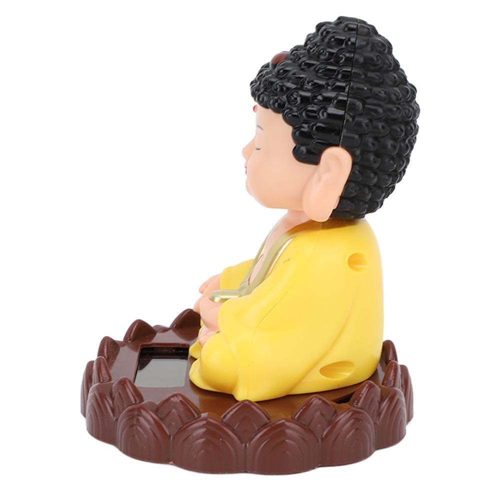 4.33x3.35in Solar Nodding Buddha Desktop Ornament  Car Interior Dashboard Display