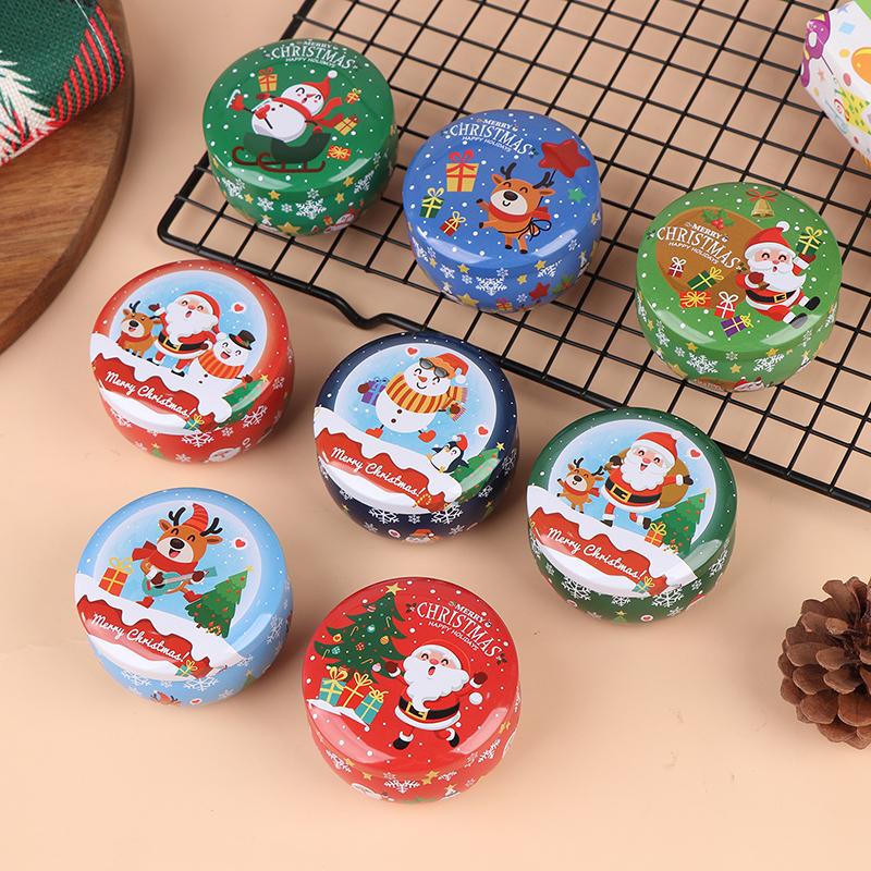 1Pcs Christmas Gift Box Metal Tin Candy Cookie Packaging Box Containers Kids New Year Gift Decor Xmas Party Supplies Navidad