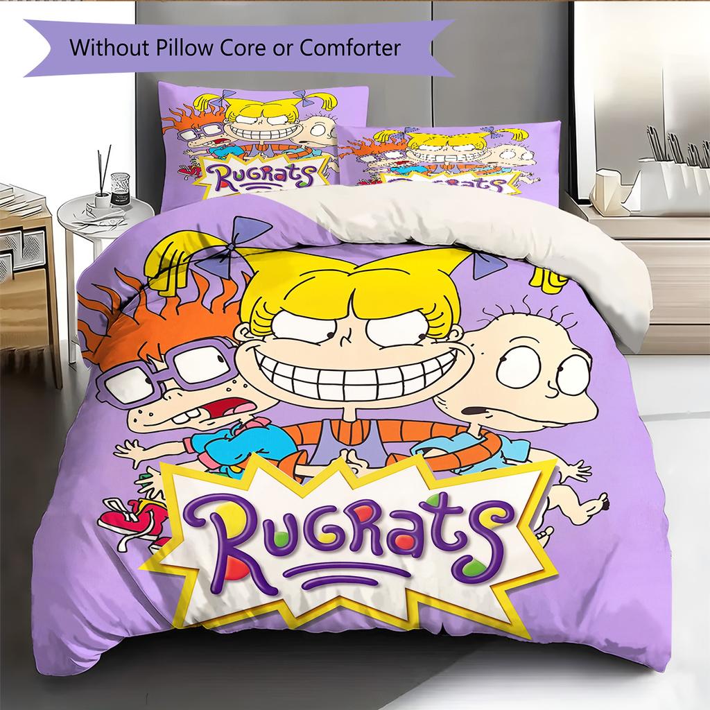 Rugrats  Pattern Bedding Quilt Set  Home Decoration  Gift (1 * Duvet Cover + 2 * Pillowcase  Without Core)