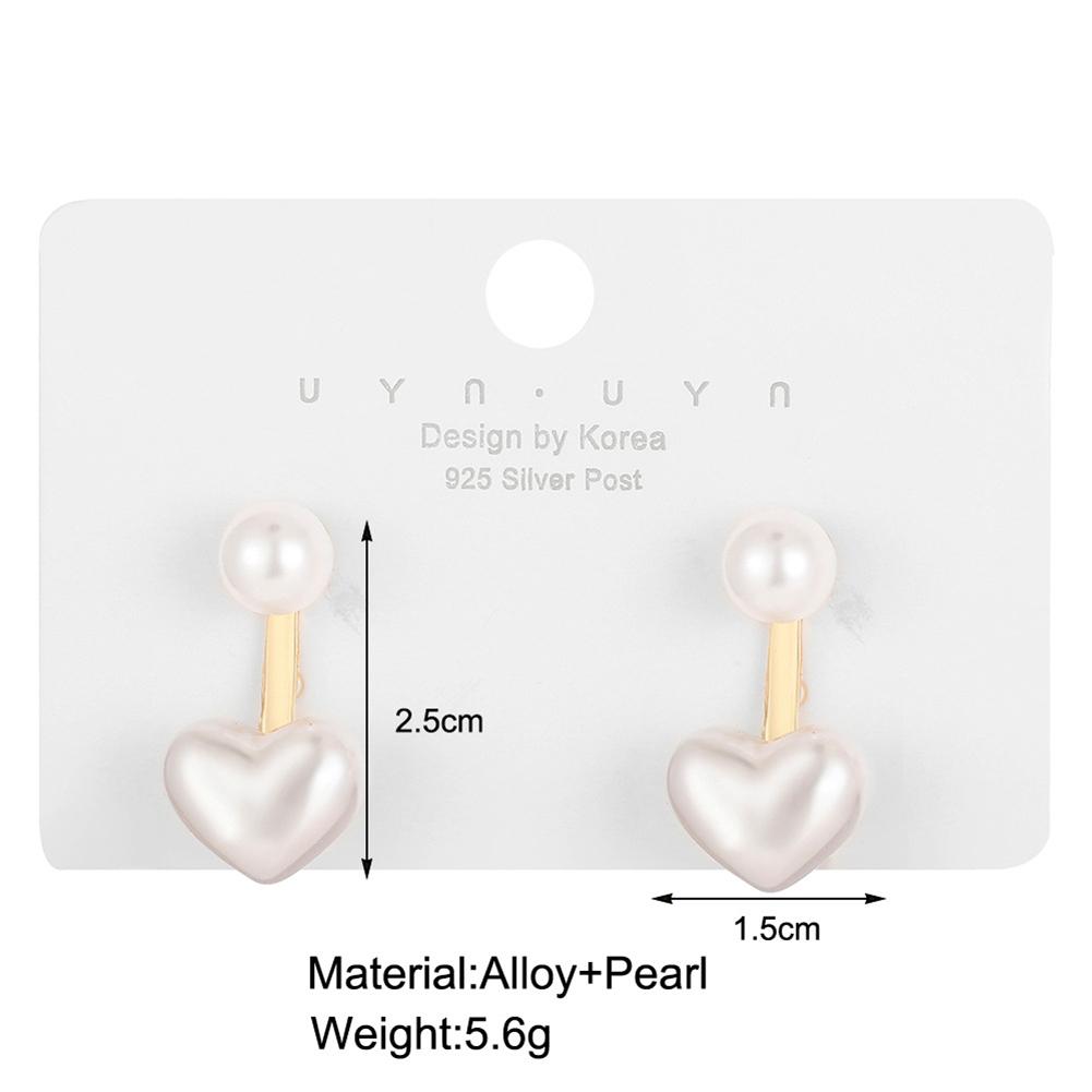 Women Earrings Pearl Love Heart Earrings Creative Retro Inlaid Pearls Ear Stud For Girls Holiday Gifts
