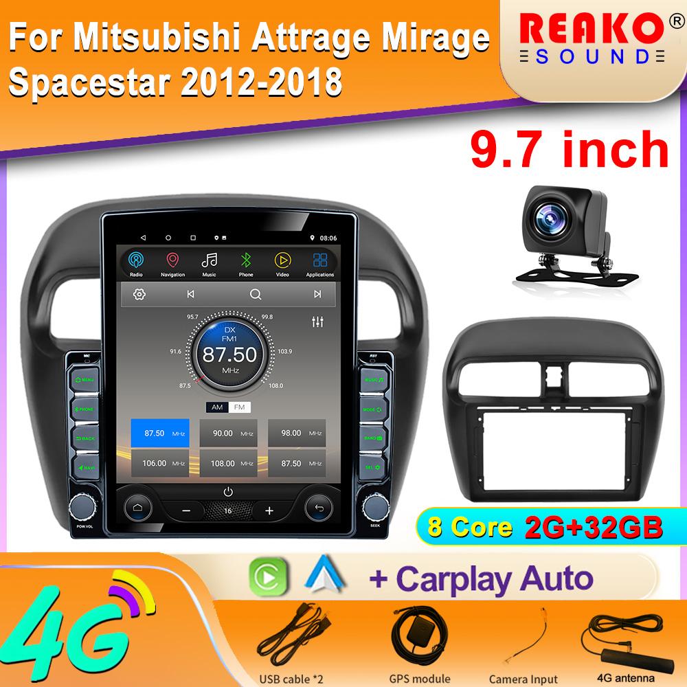 

9,7-дюймовый вертикальный экран Tesla Android 12 автомобильное радио для Mitsubishi Mirage Attrage 2012-2018 GPS-навигация Carplay Player 8 core 2GB+32GB