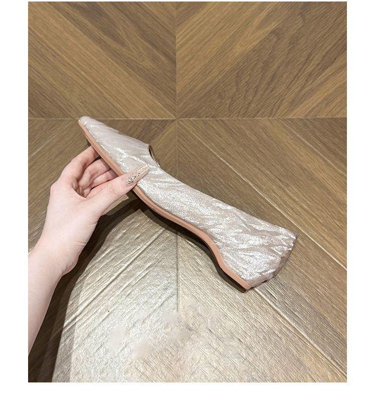Fairy Style Pointed Toe Flat Shoes - Champagne Gold & Silver, Perfect for Weddings, Plus Size, Bridesmaids, and Pregnant Women. Hidden Heel.