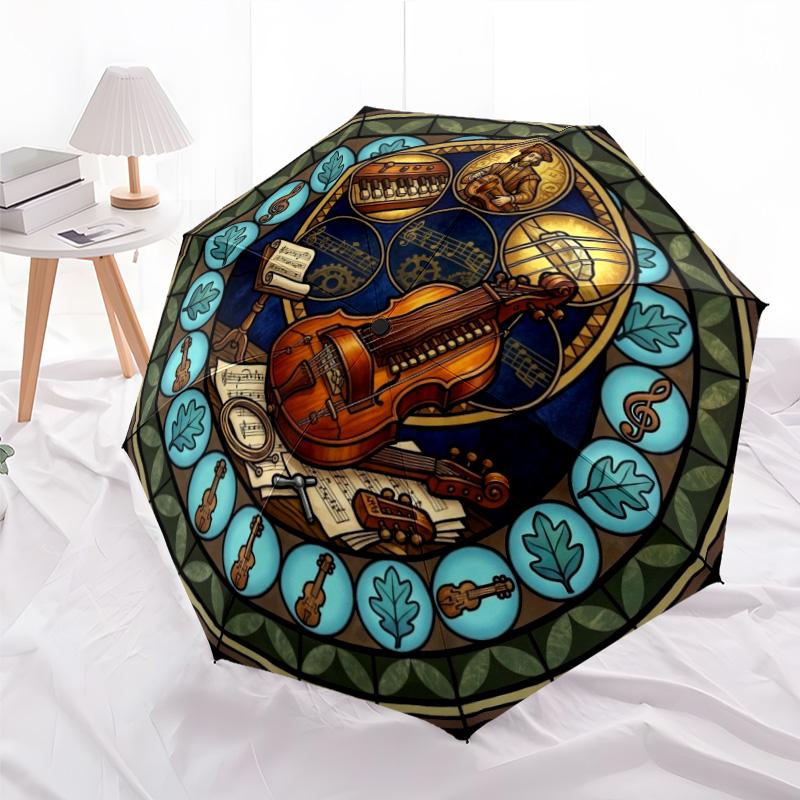 Musicians Legacy pattern umbrella, portable and foldable design, 8 ribs, a casual accessory for Halloween, Christmas, and birthday gifts.