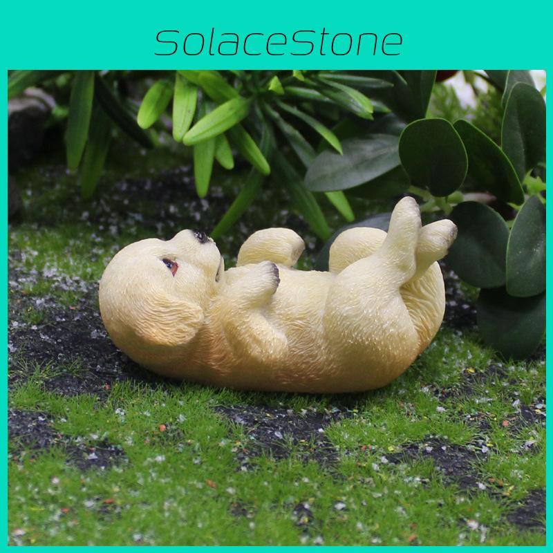 Resin Adorable Golden Retriever Figurine Micro Landscape Decor For Birthday Gifts
