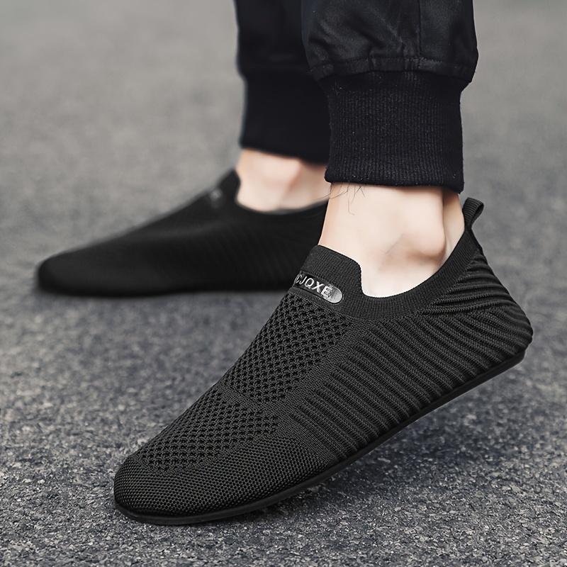 Men's Solid Color Slip on Breathable Sock Shoes, Comfy Non Slip Casual Durable Walking Shoes for Men's Outdoor Activities