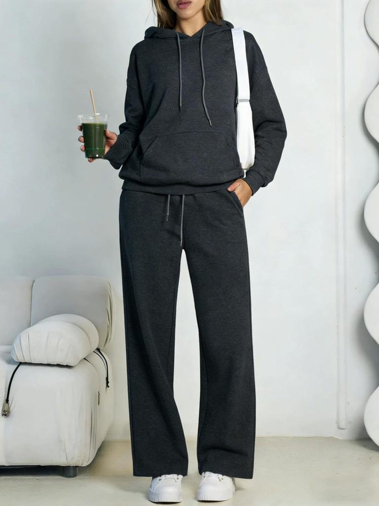 Fashionable Fleece Hoodie and Wide-Leg Pants Set for Cross-Border E-Commerce