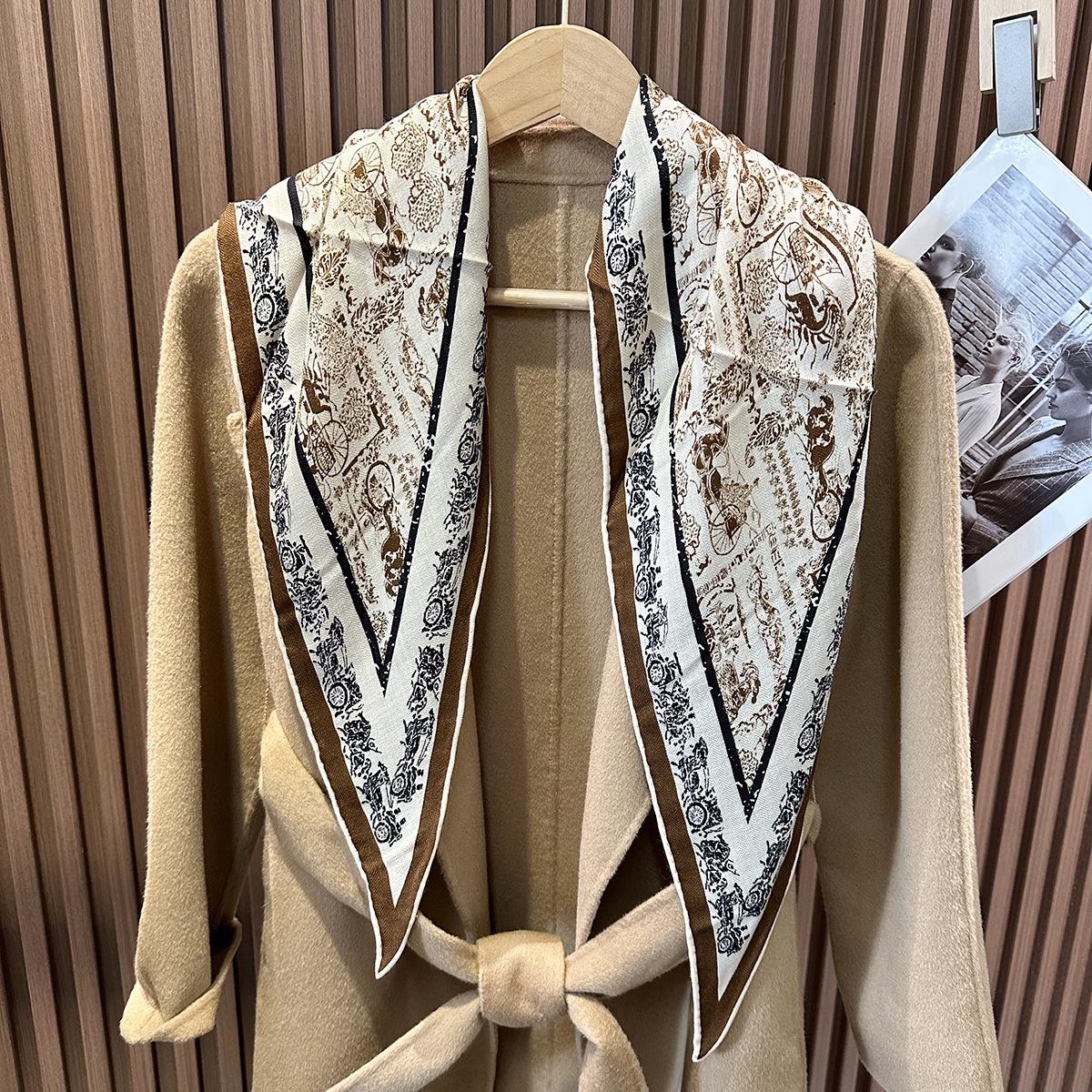 132x42cm New Arrival Paris Map Silk Wool Scarf Diamond Shape Warm Neck Scarf Shawl for Women Four Season