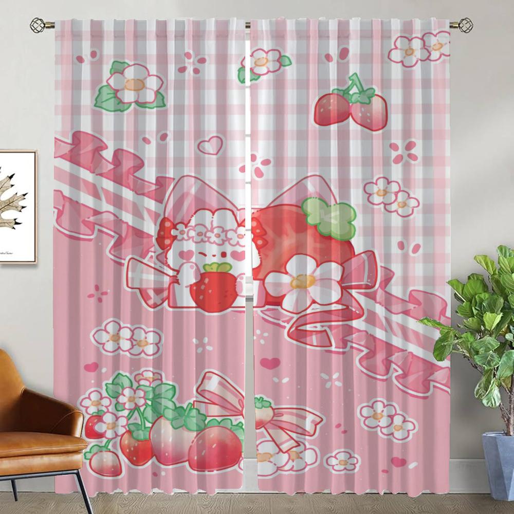 

Curtains for Living Room Curtain Bear Tulle for Bedroom Halloween Decoration Home Interior Curtains 2 Pieces Partition Shades W50xH70cmx2pcs-CL