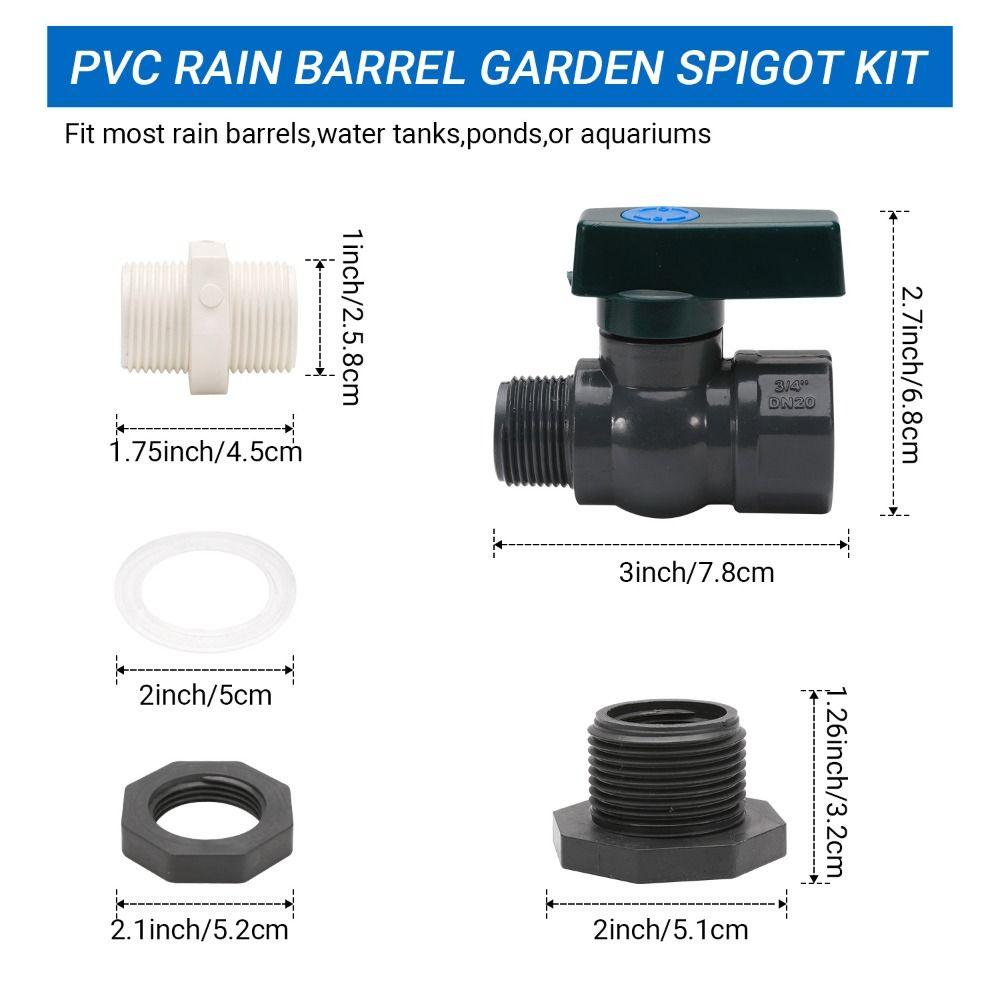 PVC Rain Barrel Valve With Inner Connection Fitting Adapter Rain Barrel Diverter Kit