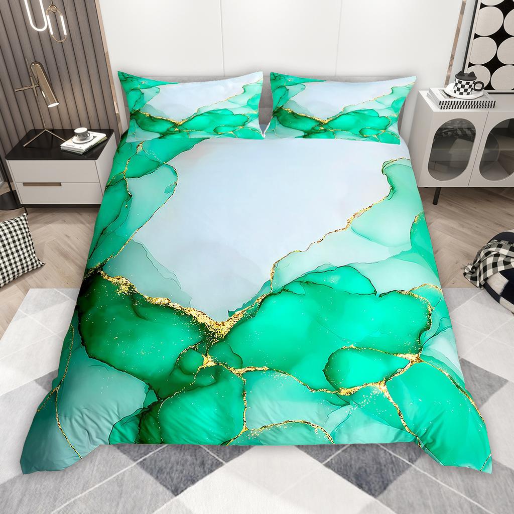 Homewish Aesthetic Marble Duvet Cover Set 2pcs/3pcs for Girls, Watercolor Marbling Bedding Set, Abstract Oil Painting Bed Set