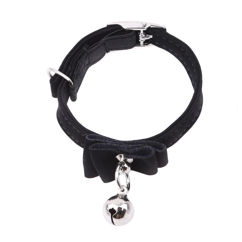 Pet Dog Cat Collar Fiber Adjustable Collars with Bells Bow Tie Necklace