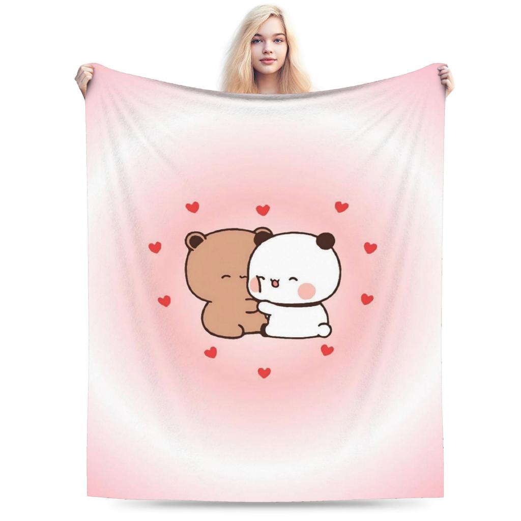 Cute Kissing Bears Bubu Dudu Valentines day Blanket Multisize Super Soft Cozy  Throw Blankets for Couch Sofa and Bed