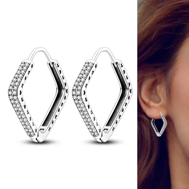 925 Silver Love Feather Moon Star Heart Earrings Fit Original Charms Hoop for Women Girls Stud Earring Jewelry Gifts