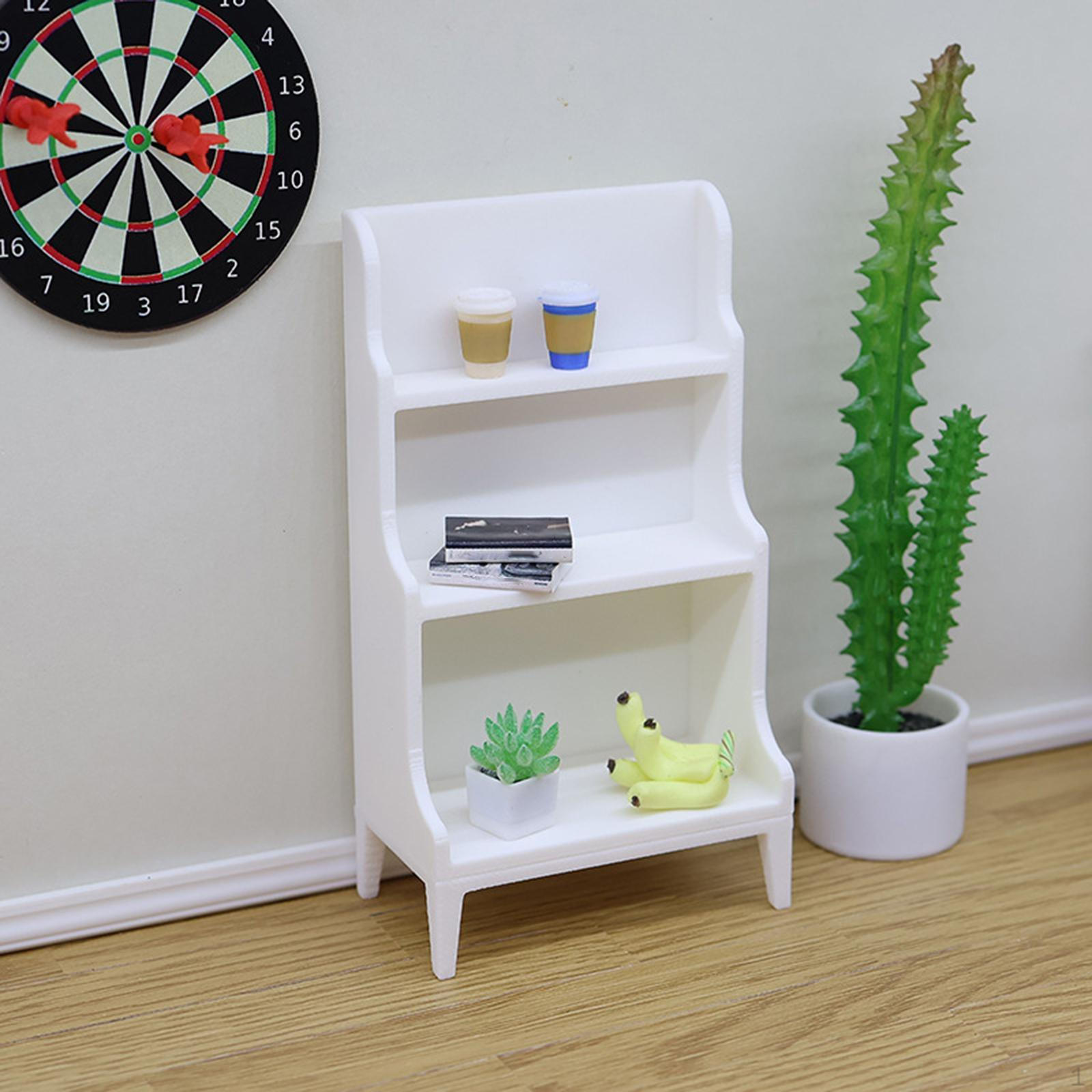

Dollhouse Bookcase Display Cabinet 1/12 Accessory Living Room Decor Rack Storage White