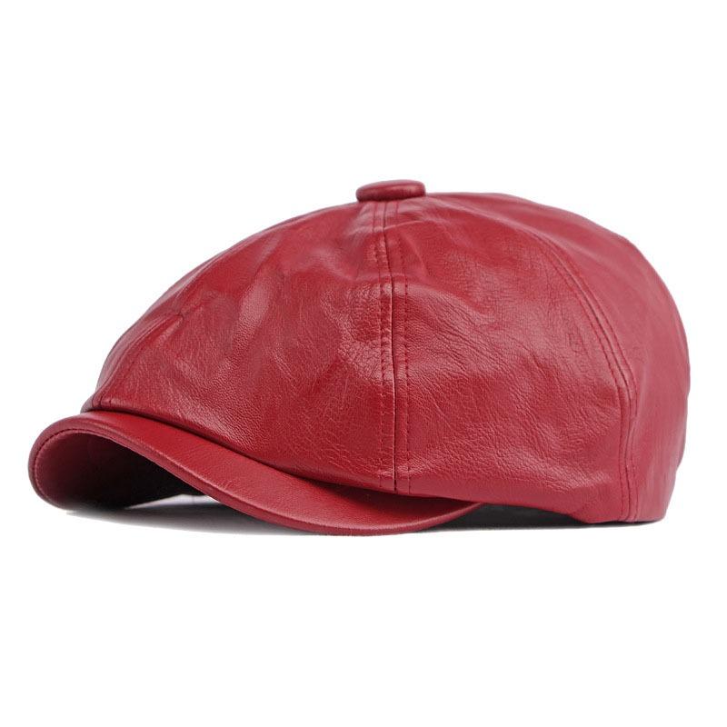 Menns Peaky Blinders Hat Dame Retro PU Leather Flat Cap Beret Newsboy Cap