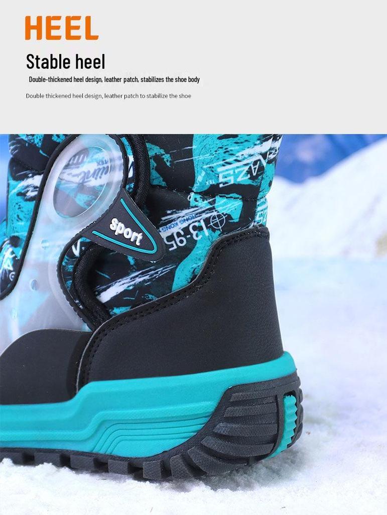 Kinder Winter Schneestiefel - Warm, Samtgefüttert für Jungen, Größen für Mittel- und Großkinder