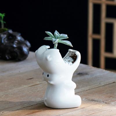 Outdoor Courtyard Garden Decoration Ornament Creative Hippopotamus Ceramic Craft Flower Pot Balcony Desktop Potted Ornament
