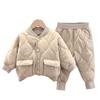 Children Suit  Winter Fashion Keep Warm Thicken Long-sleeved Cardigan + Trousers Two-piece Set For Kids Clothing