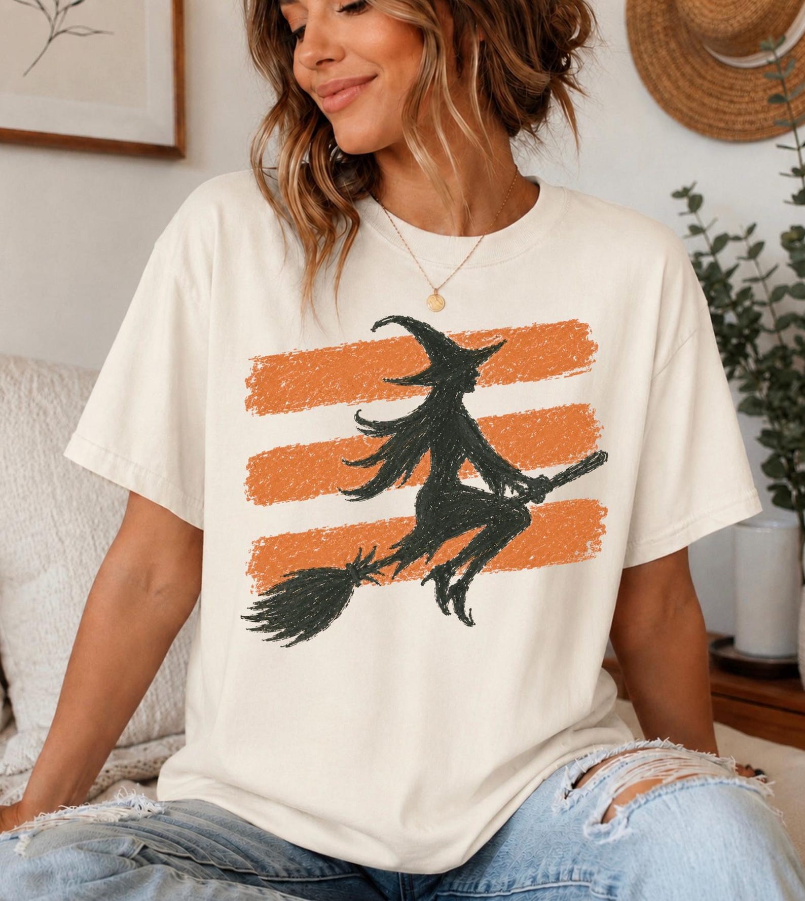 Witchy Comfort Colors Shirt, Vintage Halloween Witch Tee, Distressed Witch Tee, Fall Halloween Shirt for Women, Spooky Season Shirt XL