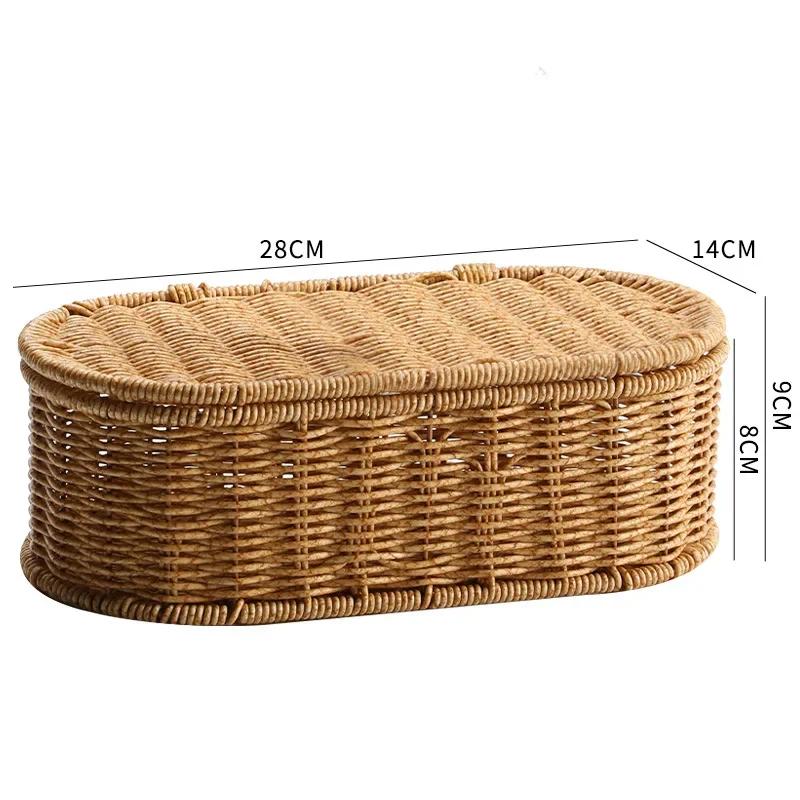 Rattan Storage Basket Woven Storage Box, Dust-proof Cutlery Frame, Home Decoration Basket Kitchen Organizer, Kitchen Organizer
