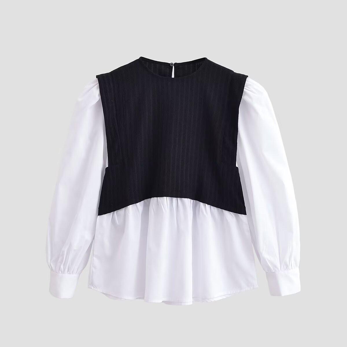 TAOP&ZA Women s Spring 2026 Color Block Faux Two-Piece Top XS