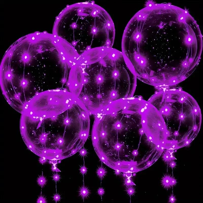 4 st LED-ballonger med ljus lysande transparenta Bobo-ballonger bröllopsfödelsedagsfest dekoration LED-ljusballong