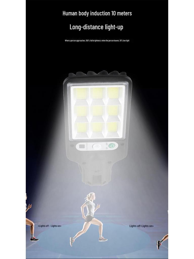 Solar-Powered Outdoor Motion Sensor Courtyard Light: Integrated Wall and Street Lamp
