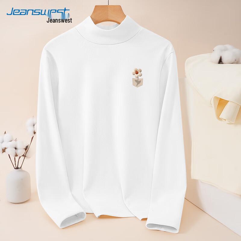 Jeanswest Damen doppelseitiges Fleece-T-Shirt mit Stehkragen und langen Ärmeln