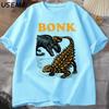 Funny Dinosaur Bonk Graphic T-shirt Casual Short-sleeved Round Neck T-shirt Street Wear Round Neck Retro T-shirt T-shirt