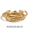 MamacitaSlay 316L Stainless Steel Sun Moon Star Open Cuff Bangle 18K Gold Plated Waterproof Jewelry For Women Stackable Bracelet