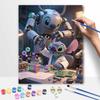 Disney Digital Oil Painting Art Kit Stitch Robot Scientist Hand Filled Home Decor