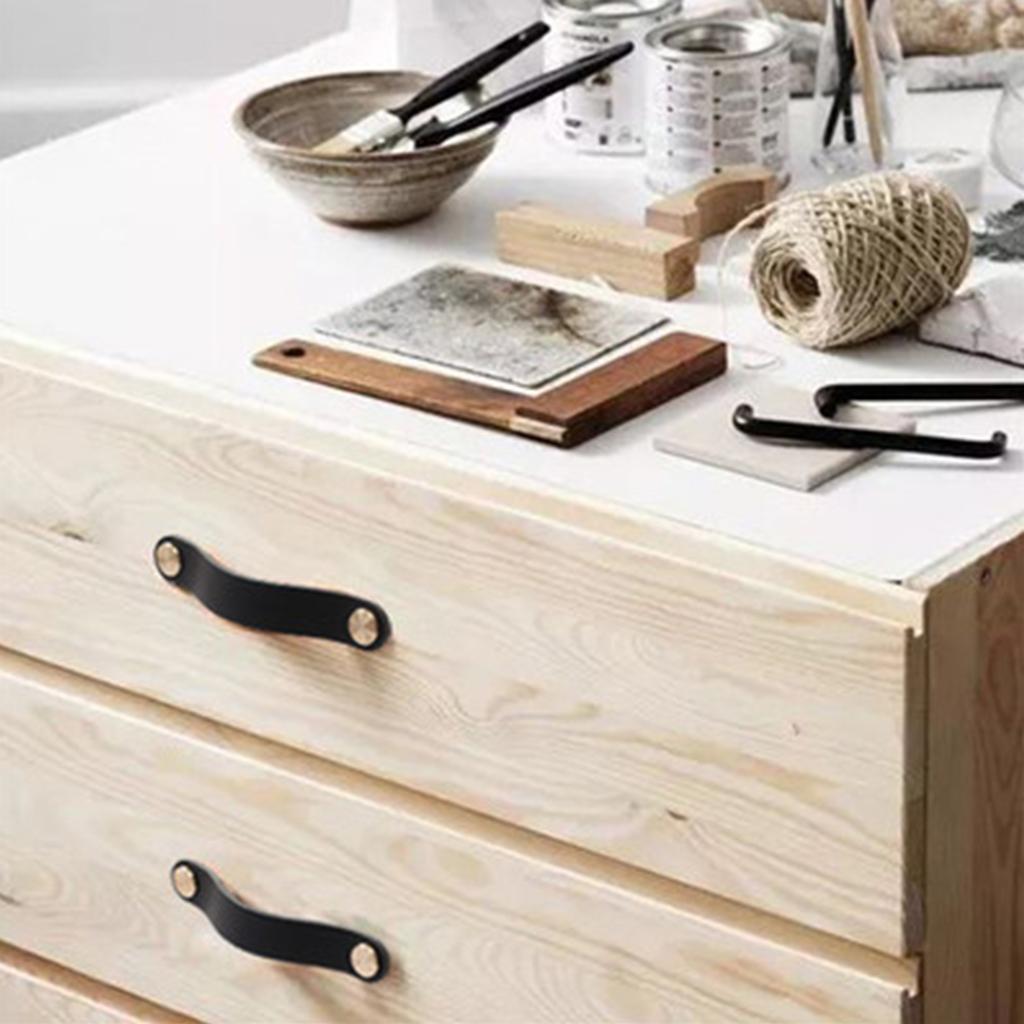 Nordic Furniture Door Wardrobe Handle Handmade Leather Pulls Cabinet Cupboard Knobs with Screws Adjustable Spacing