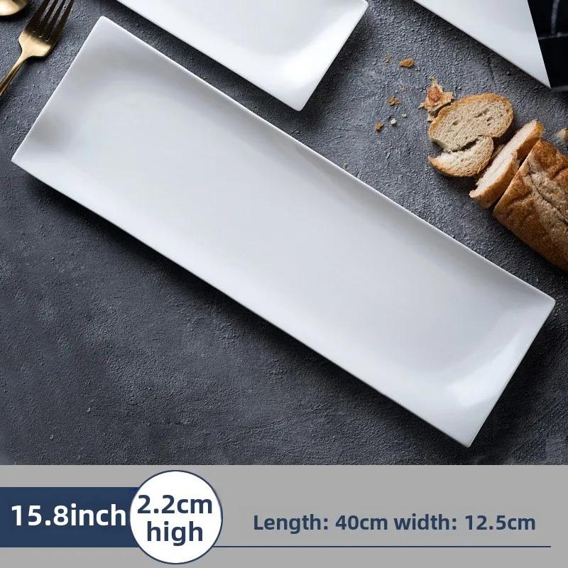 White Ceramic Dinner Plate Creative Long Sushi Plate Rectangular Dim Sum Barbecue Plate Japanese Tableware Restaurant Tableware