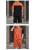 2026 Men's Plus Size Patchwork Short Sleeve Summer Casual Suit - Round Neck Sports Shorts Two-Piece Set