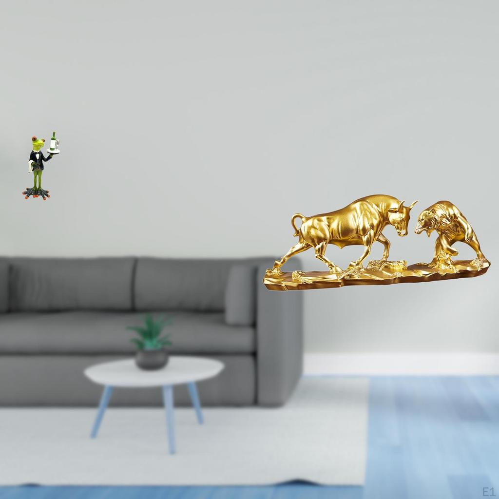 Creative Frog And Bull Animal Sculpture Figurine Modern Decorative Tabletop Ornament for Fireplace