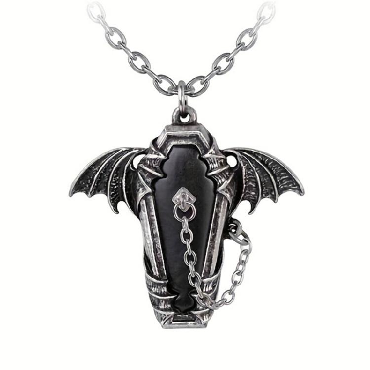 Collar con Colgante Ataúd de Murciélago Declaración Cadena de Cuello Ajustable Gótico Joyería de Aleación Envejecida Para Mujeres Hombres
