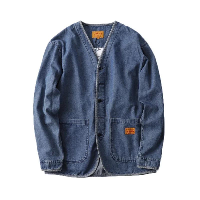 Japan Retro Heavy Washing Workwear Clothes Cotton Denim Jacket Men's Trendy Cardigan Top Taoist Robe Men's Jacket