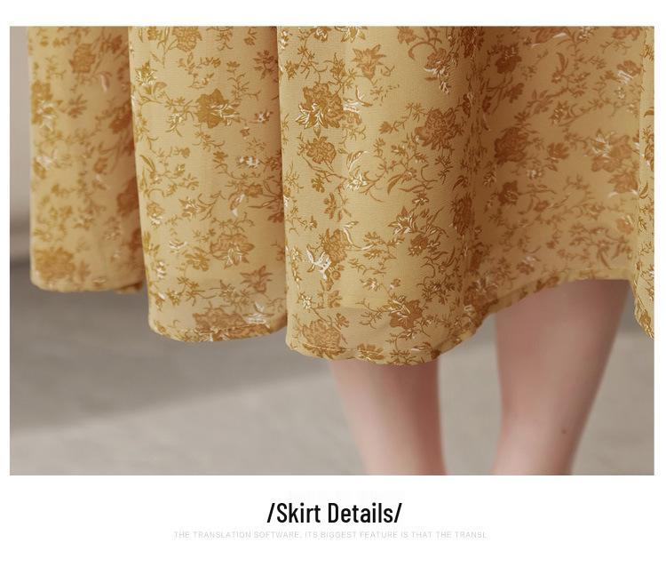Floral V-Neck Long Sleeve Dress - Liu Yifei Inspired