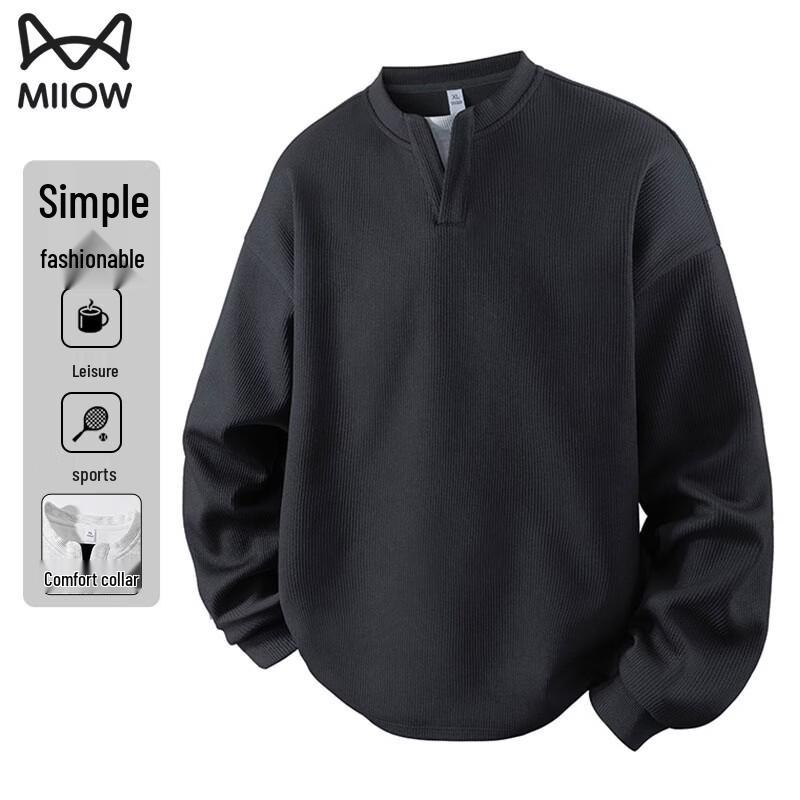 MiiOW Men s Round Neck Long Sleeve Sweatshirt M