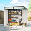 6.5 x 4FT Galvanised Metal Shed with Foundation Kit, Lockable Tool Garden Shed with Double Sliding Doors, Vents, Green