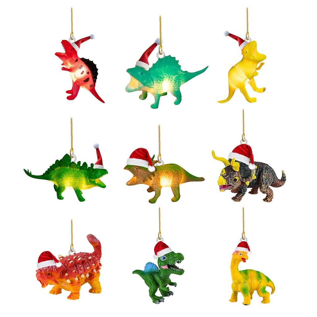 Festive Flat Dinosaur Acrylic Christmas Ornament Cheerful Vehicle Decoration Gift For All Ages
