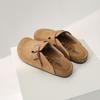 Cowhide version~ Birkenstocks women's leather cork heightened platform slippers fishing bag head half slippers Japanese Boken shoes