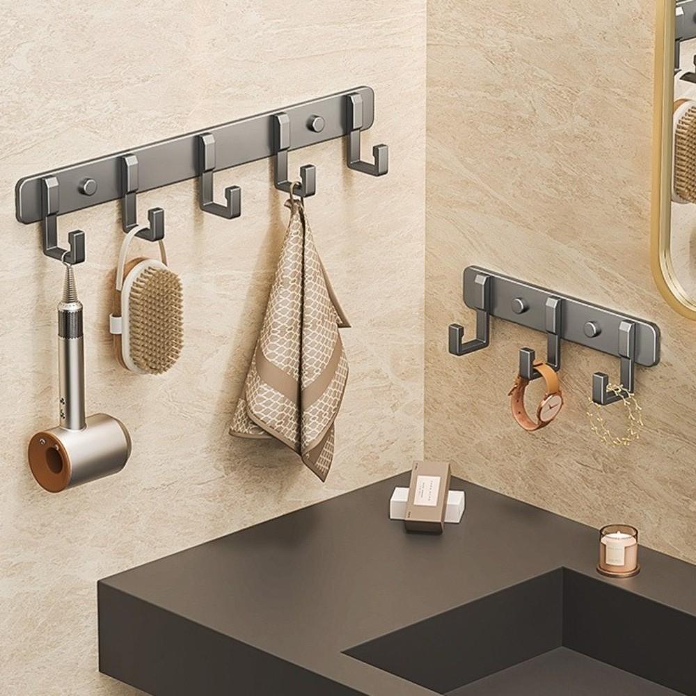 No Drill Wall Hook Rack Aluminum Door Holder Practical Towel Hanger Hook Kitchen
