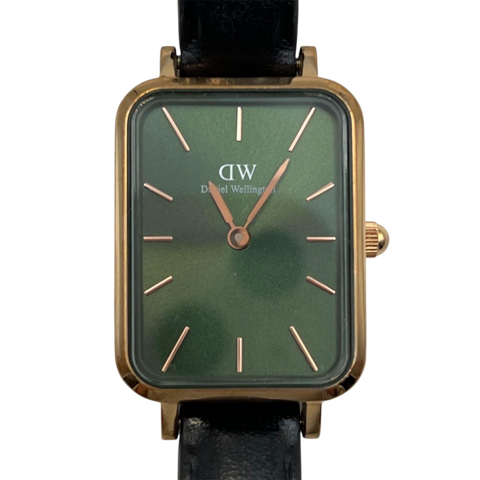 Used Daniel Wellington Daniel Wellington square watch green dial gold case black leather belt
