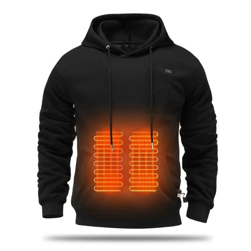 

Smart Heating Sweater Hooded USB Electric Heating Warm Sweater Men s Five-zone 3-speed Thermostat Winter Men s Heating 5XL чорний