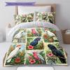 Retro Flower Parrot Pattern Bedding,Quilt Set Quilt Cover Pillowcase Home Birthday Gift (1 * duvet cover + 2 * pillowcase, without core)